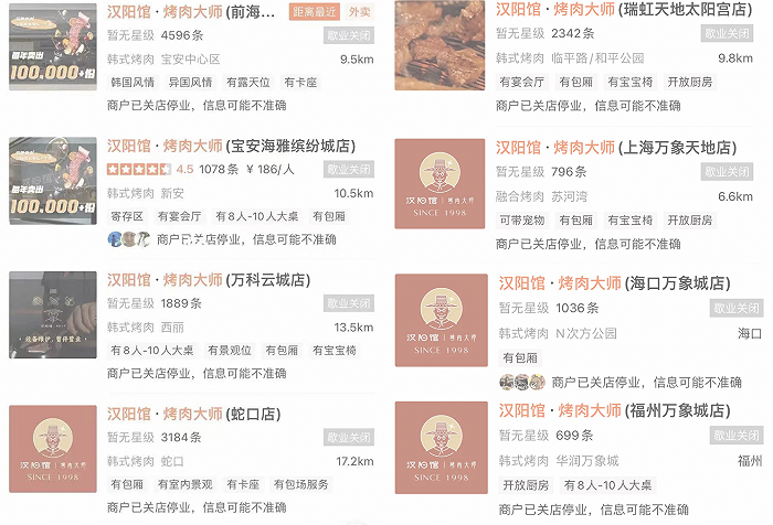 烤肉连锁汉阳馆闭店：创始人卖手表包包自救，